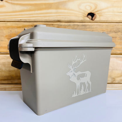 Elk in the Wilderness Ammo Can - Tan
