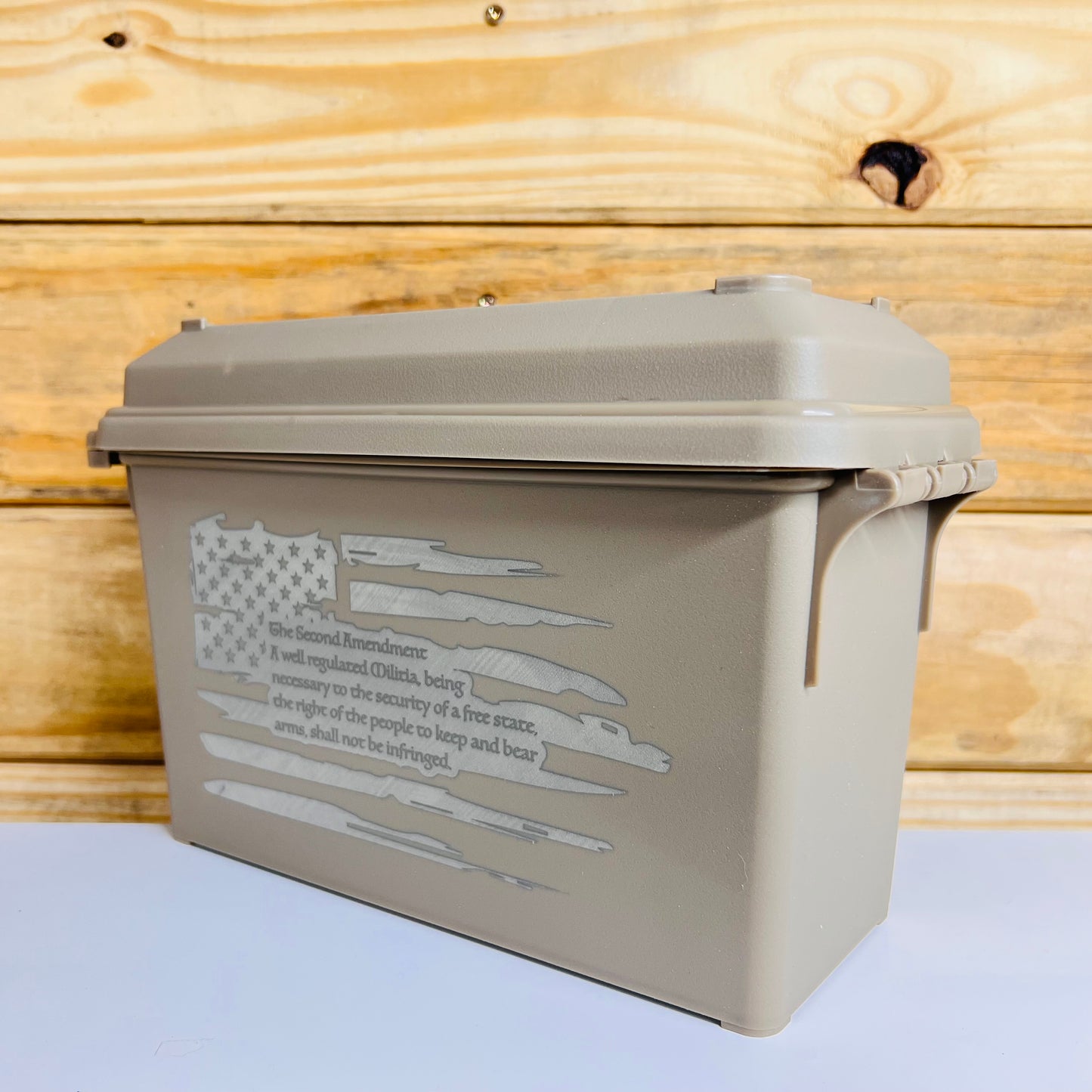 Second Amendment Flag Ammo Can - Tan
