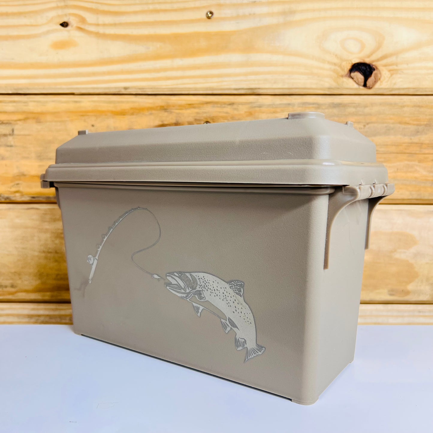 Fly Fishing Trout Ammo Can - Tan