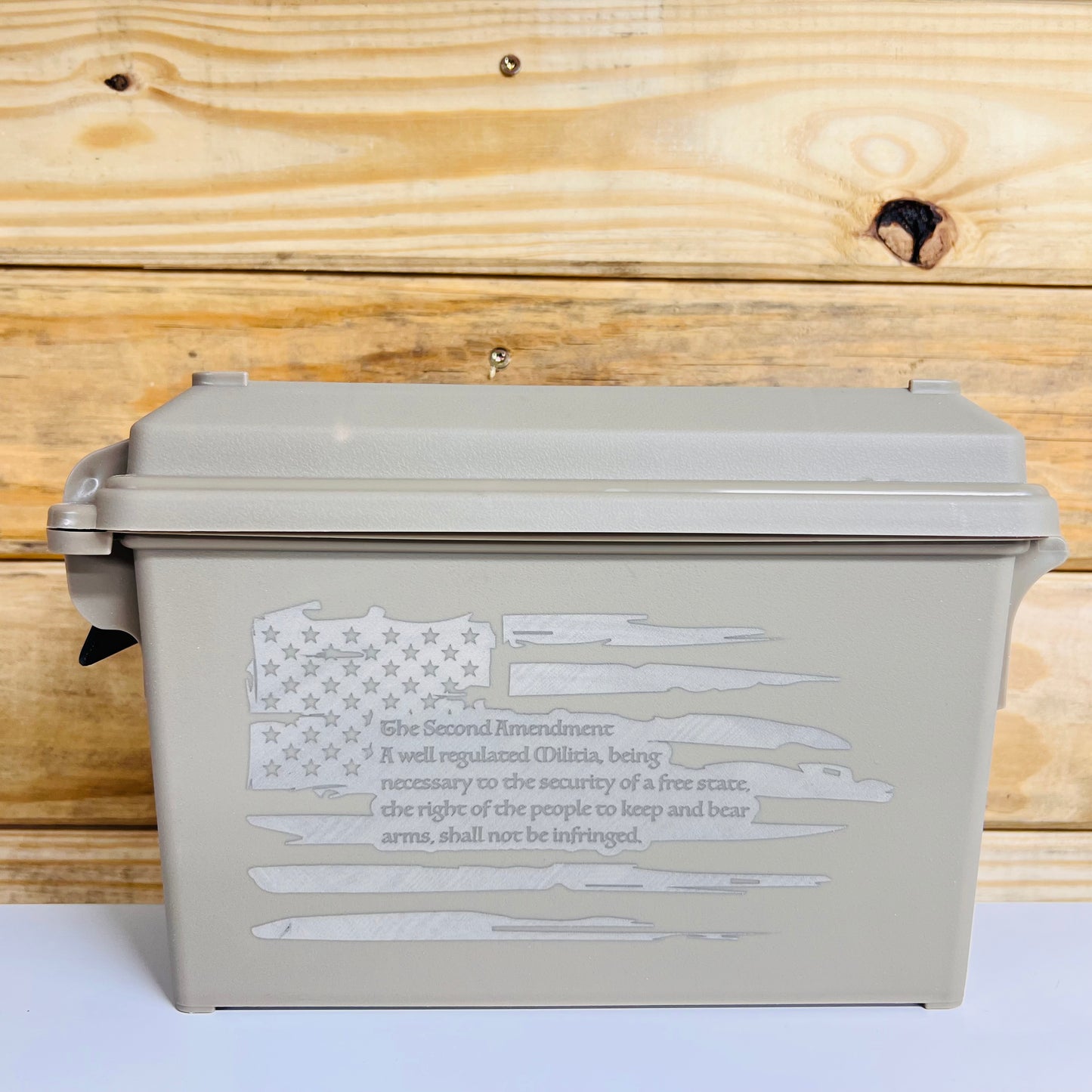 Second Amendment Flag Ammo Can - Tan