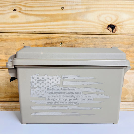 Second Amendment Flag Ammo Can - Tan