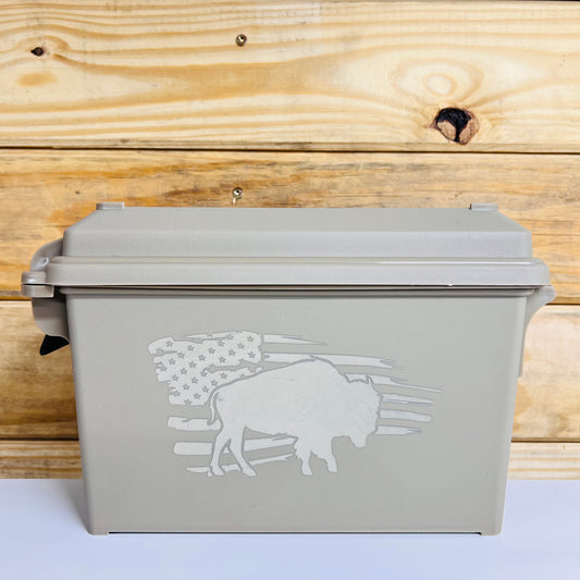 American Bison Flag Ammo Can - Tan