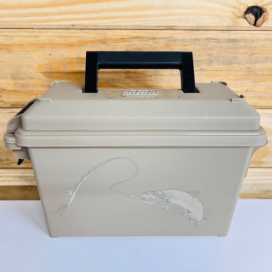 Fly Fishing Trout Ammo Can - Tan