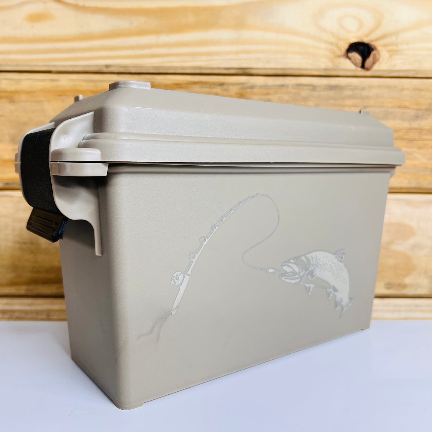 Fly Fishing Trout Ammo Can - Tan