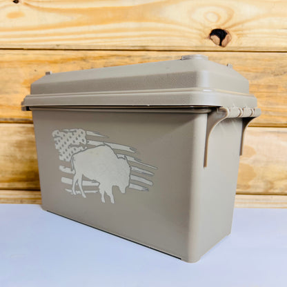 American Bison Flag Ammo Can - Tan