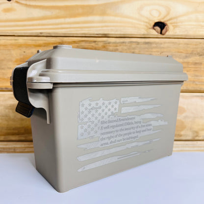 Second Amendment Flag Ammo Can - Tan