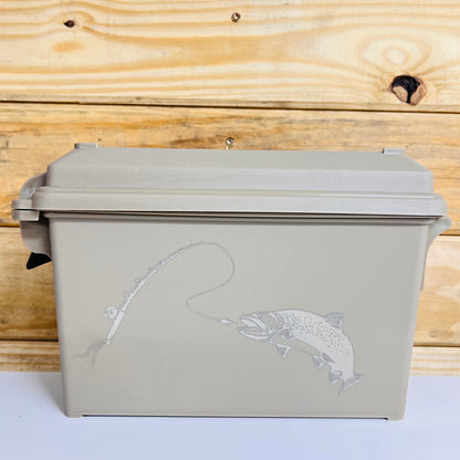 Fly Fishing Trout Ammo Can - Tan