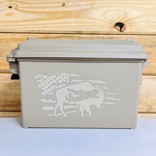 C-130 Hercules American Flag Ammo Can - Tan