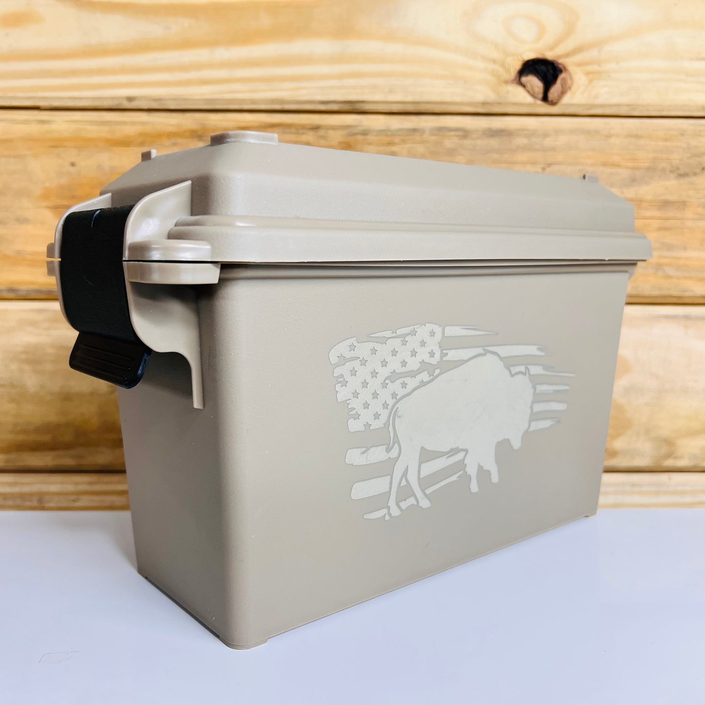 American Bison Flag Ammo Can - Tan