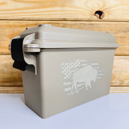 American Bison Flag Ammo Can - Tan