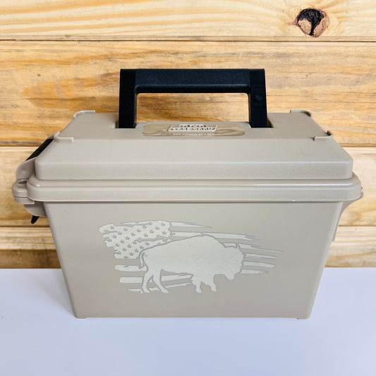 American Bison Flag Ammo Can - Tan